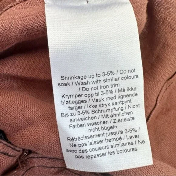 Ganni Bead Embellished Hemp Cut Out Root Beer Brown Midi Dress Size L - Picture 15 of 15